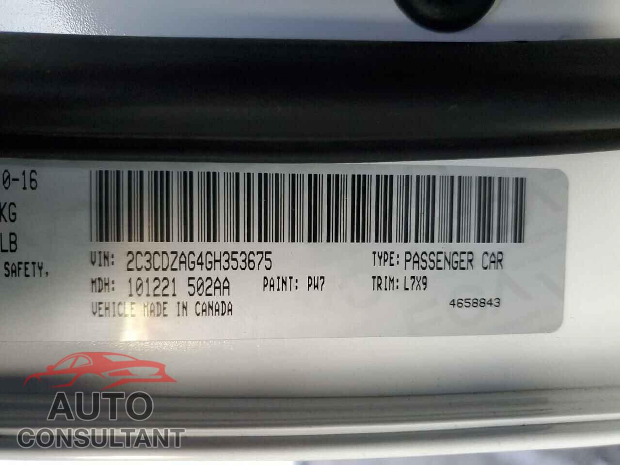 DODGE CHALLENGER 2016 - 2C3CDZAG4GH353675