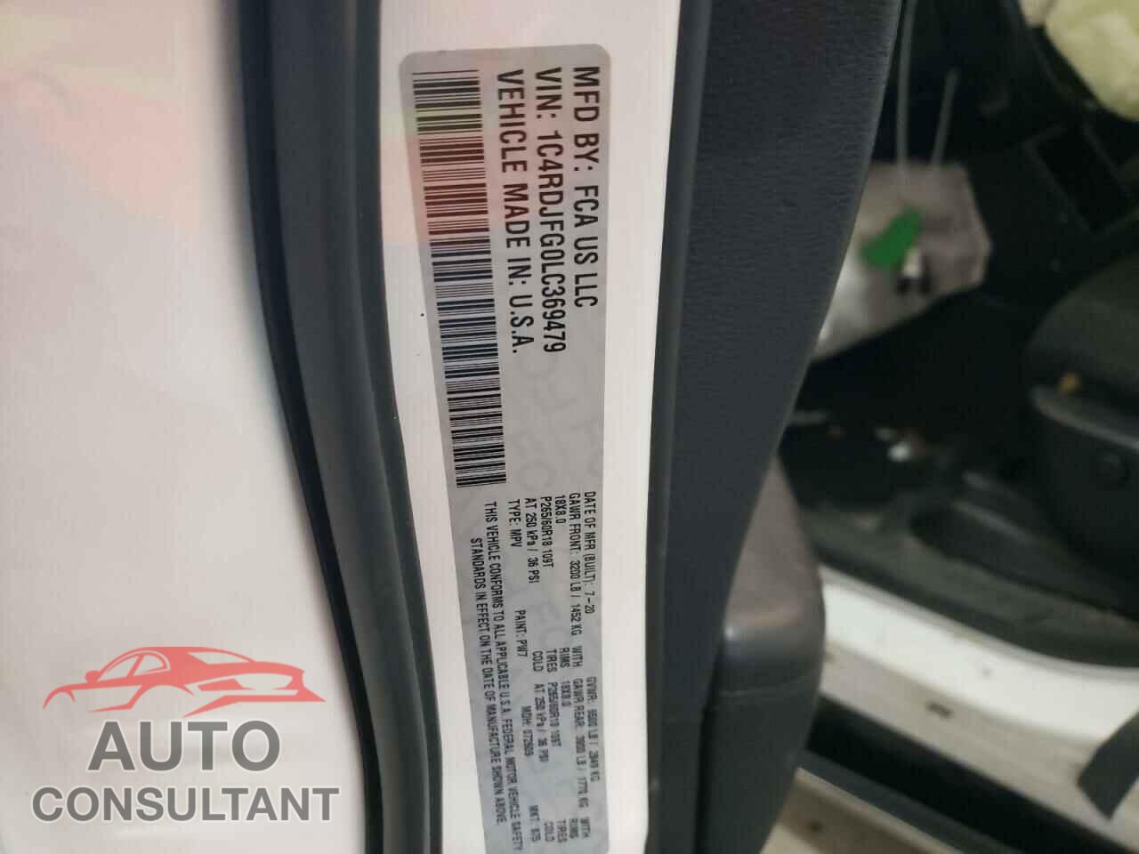 DODGE DURANGO 2020 - 1C4RDJFG0LC369479