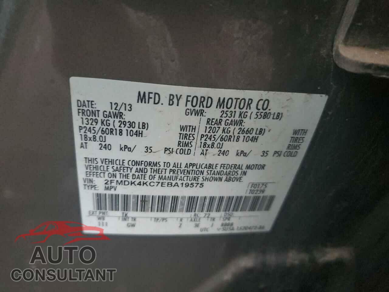 FORD EDGE 2014 - 2FMDK4KC7EBA19575