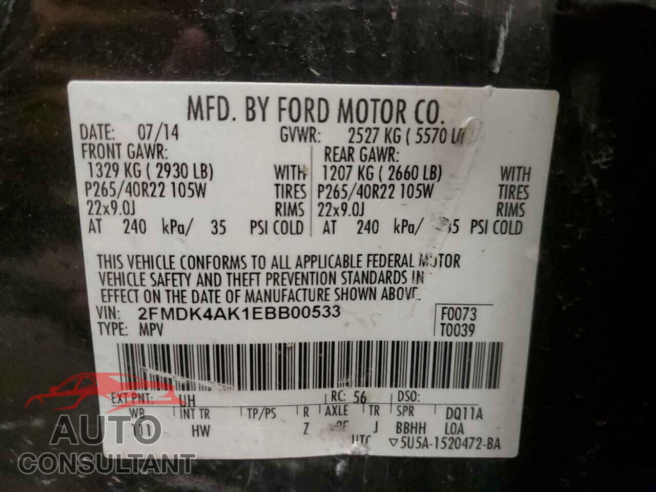 FORD EDGE 2014 - 2FMDK4AK1EBB00533