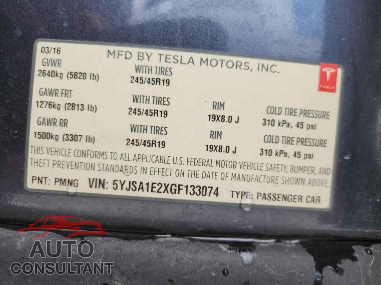 TESLA MODEL S 2016 - 5YJSA1E2XGF133074