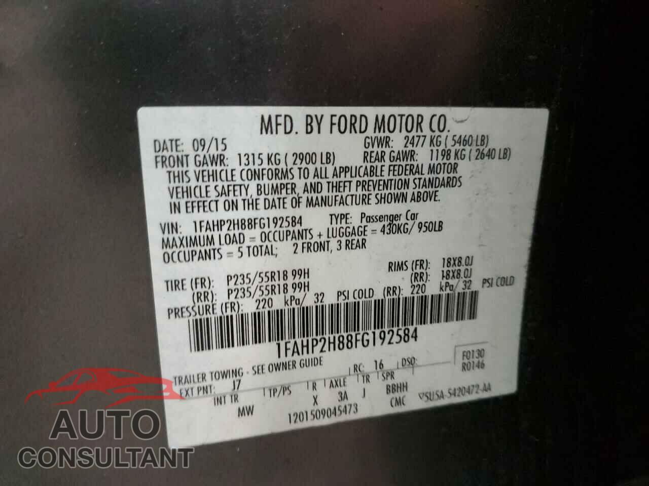 FORD TAURUS 2015 - 1FAHP2H88FG192584