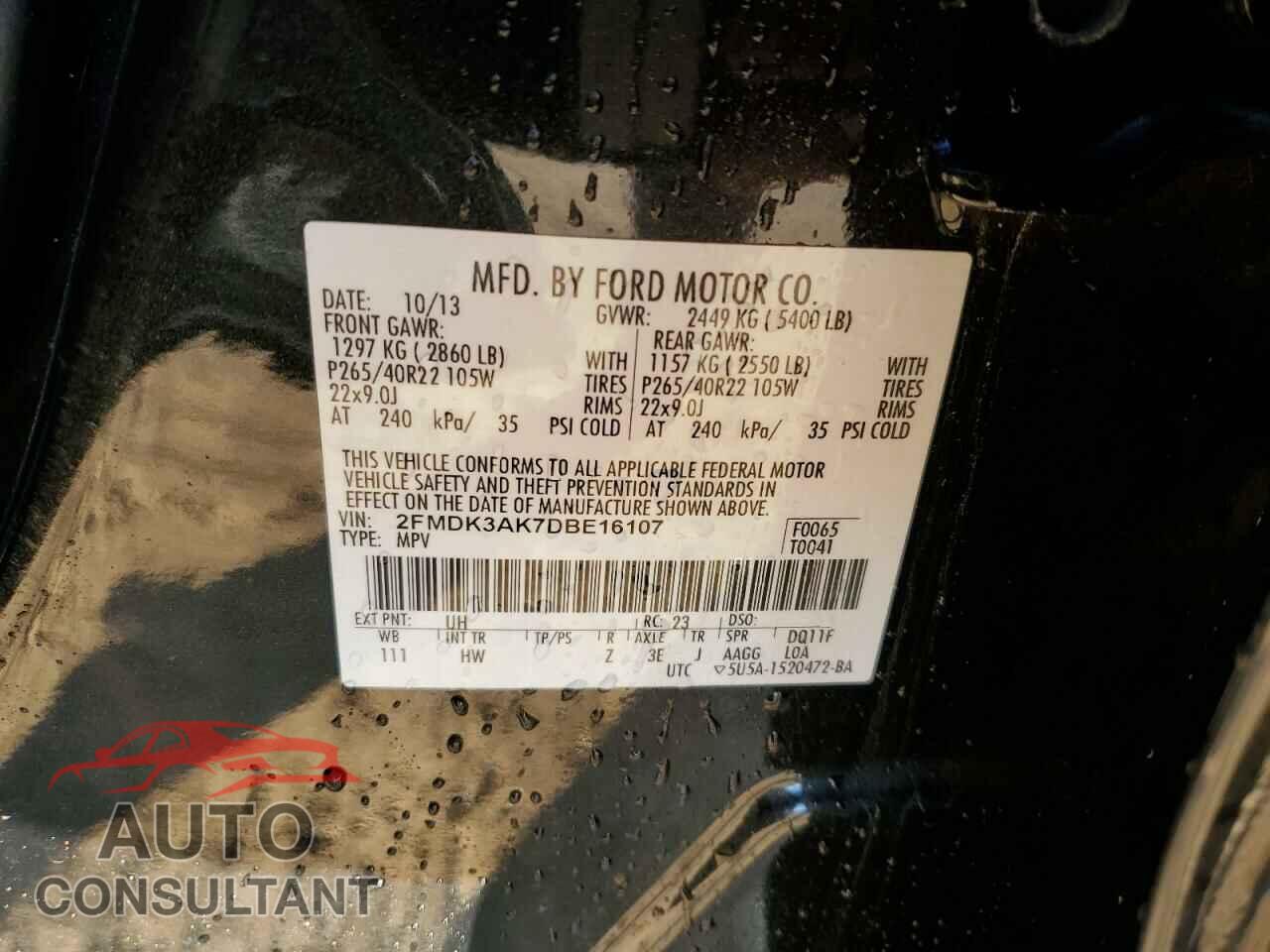 FORD EDGE 2013 - 2FMDK3AK7DBE16107