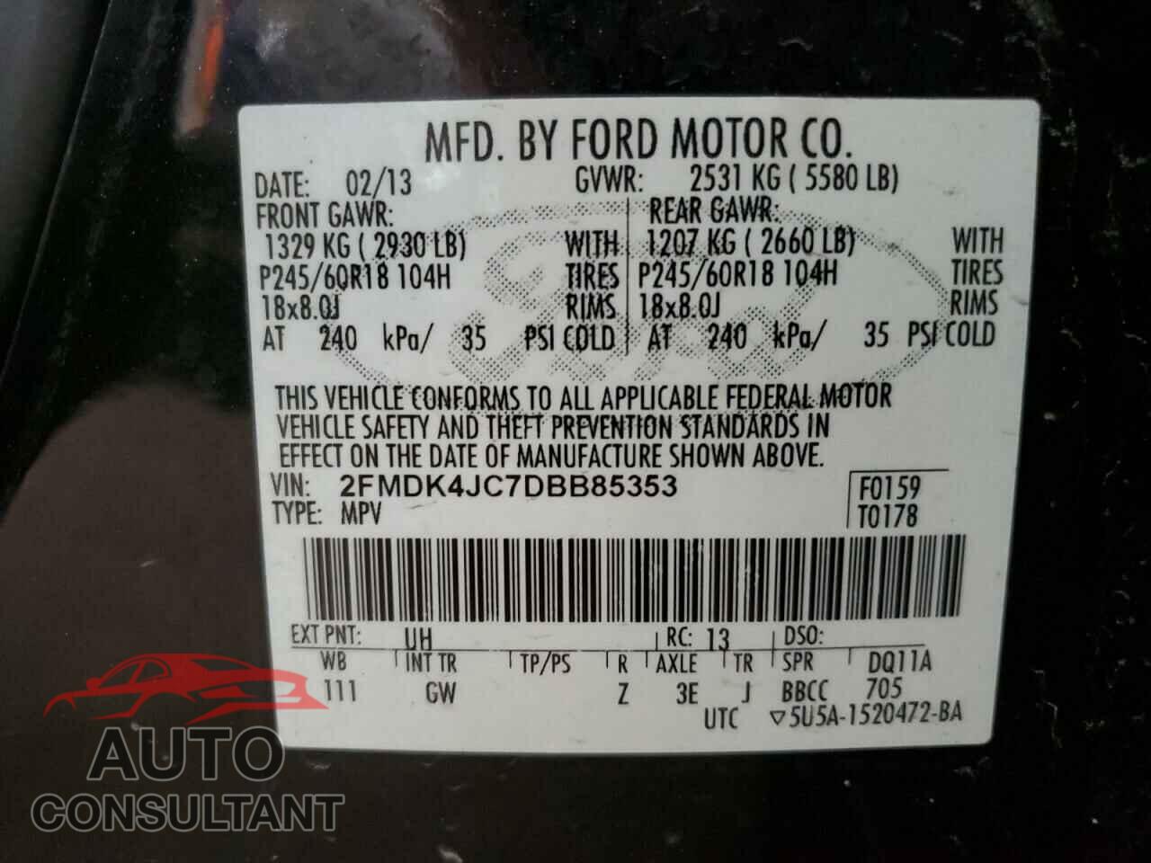 FORD EDGE 2013 - 2FMDK4JC7DBB85353