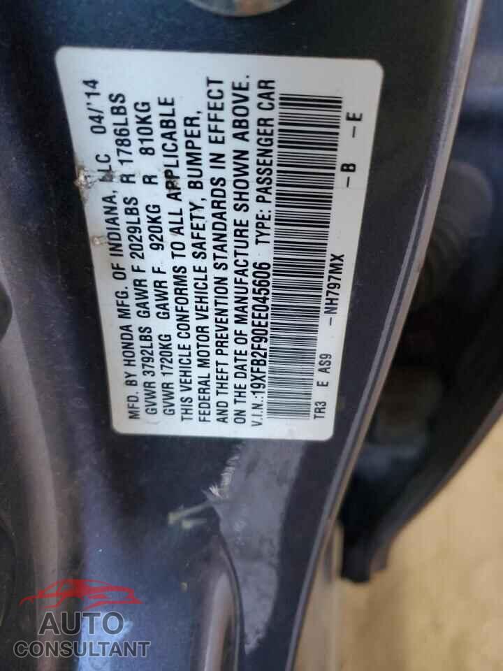 HONDA CIVIC 2014 - 19XFB2F90EE045606