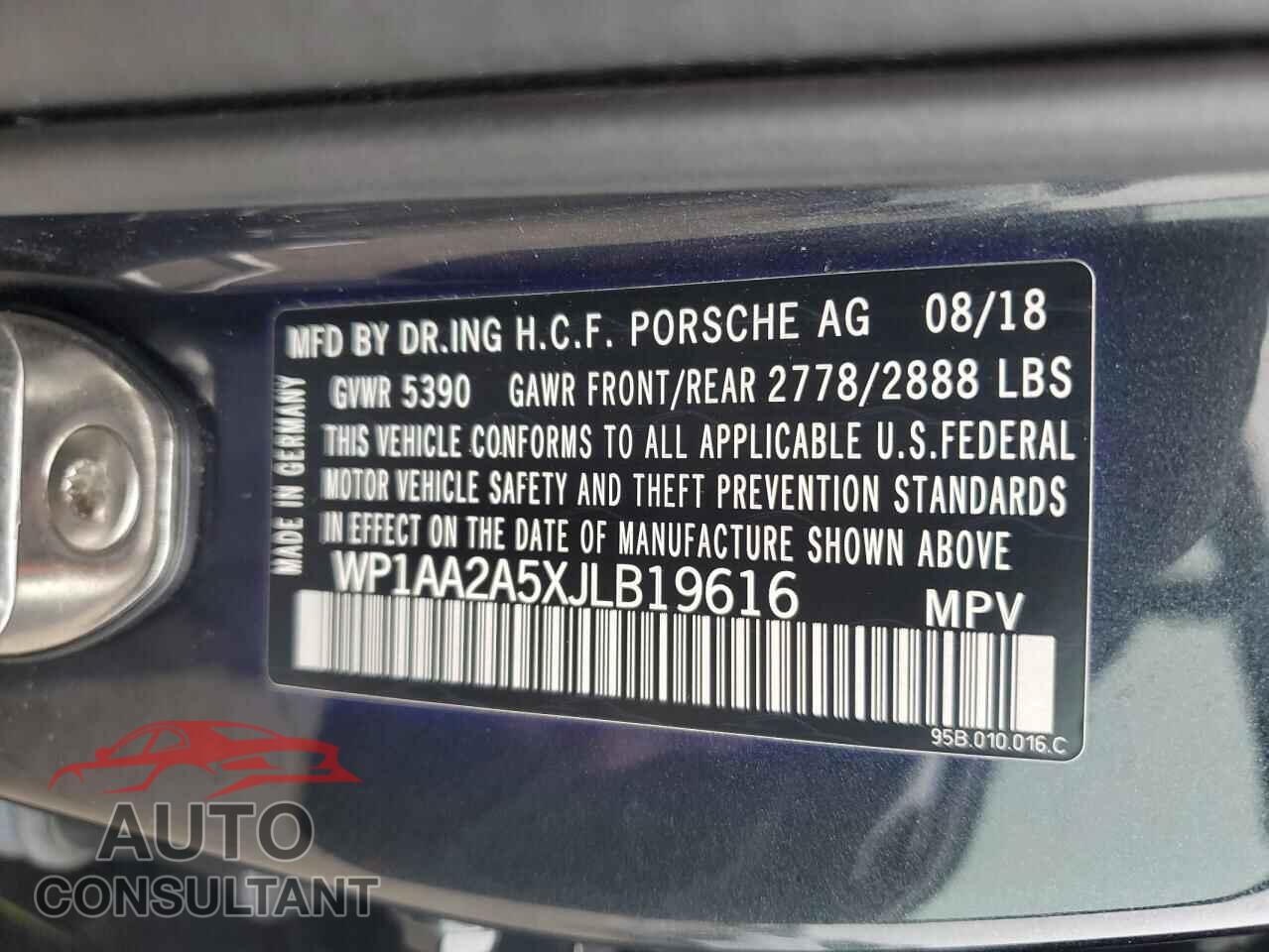 PORSCHE MACAN 2018 - WP1AA2A5XJLB19616