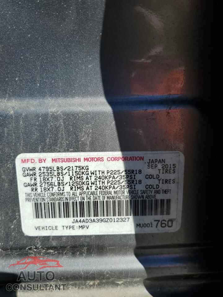 MITSUBISHI OUTLANDER 2016 - JA4AD3A39GZ012327