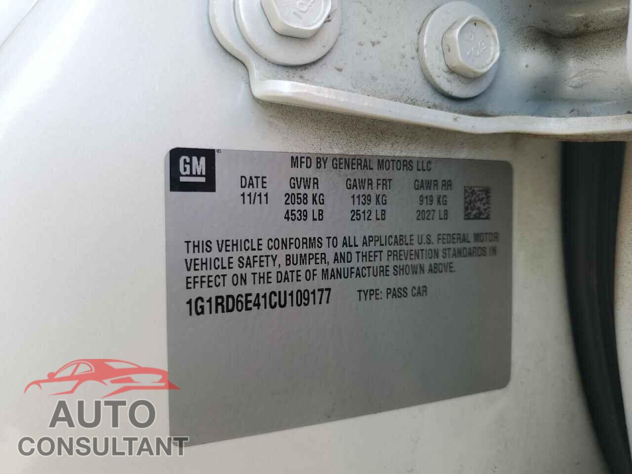 CHEVROLET VOLT 2012 - 1G1RD6E41CU109177