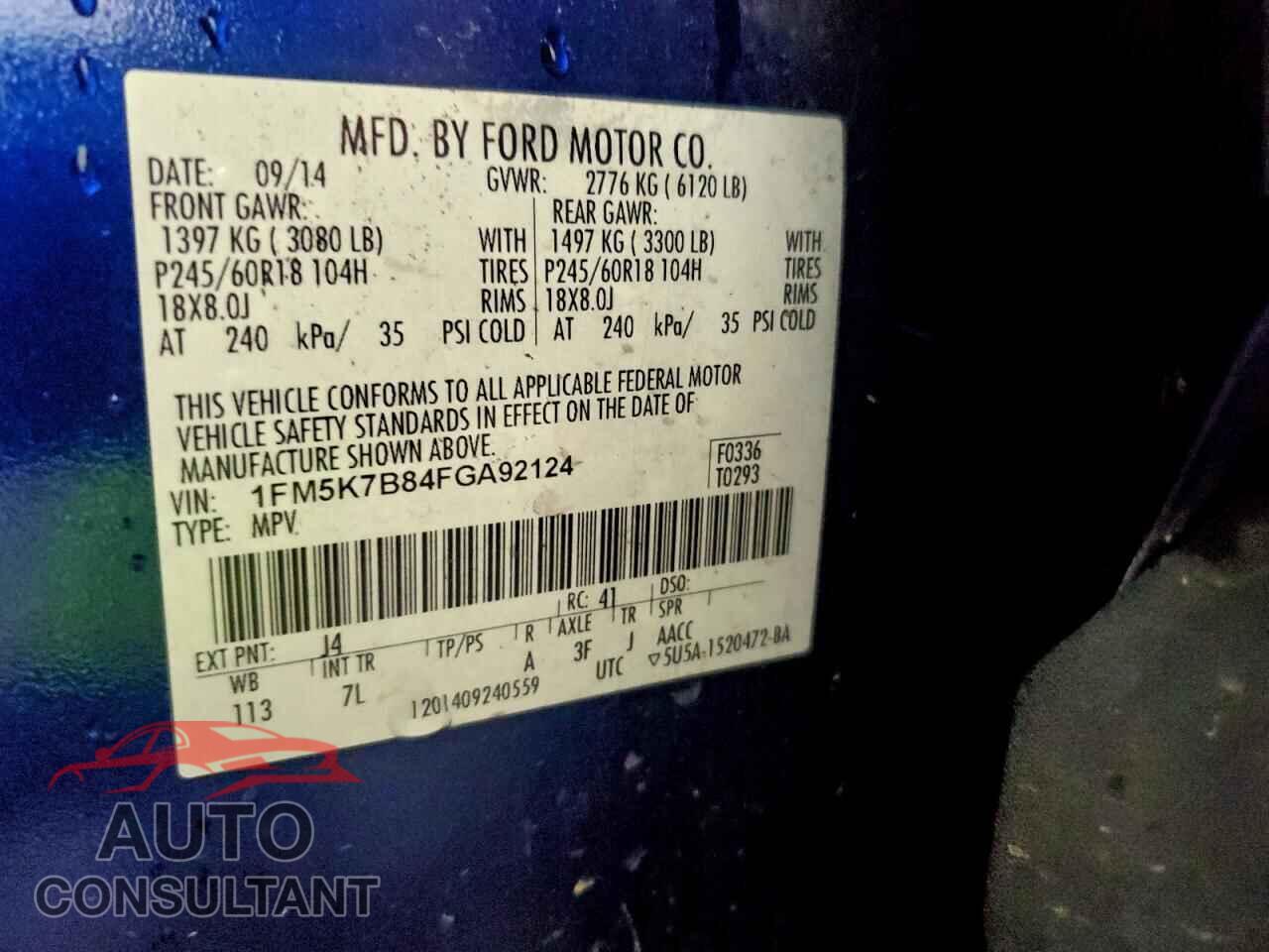 FORD EXPLORER 2015 - 1FM5K7B84FGA92124