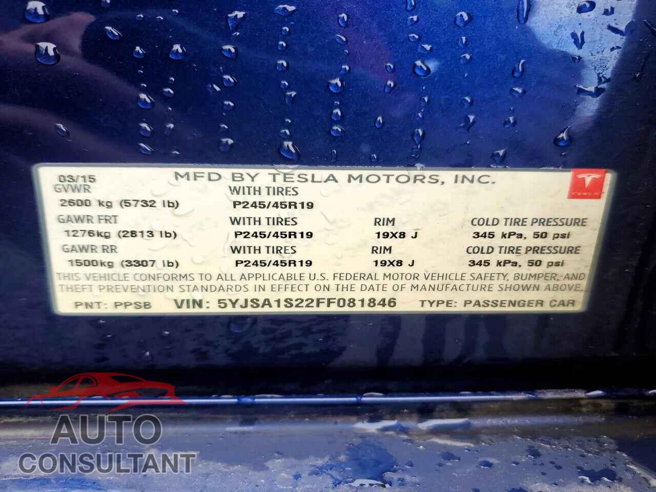 TESLA MODEL S 2015 - 5YJSA1S22FF081846
