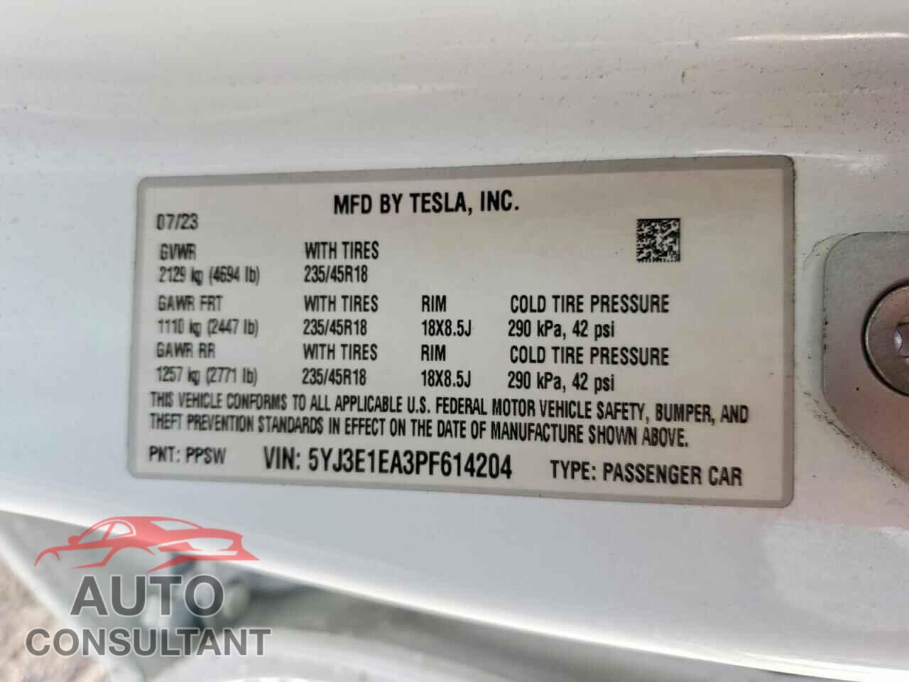 TESLA MODEL 3 2023 - 5YJ3E1EA3PF614204