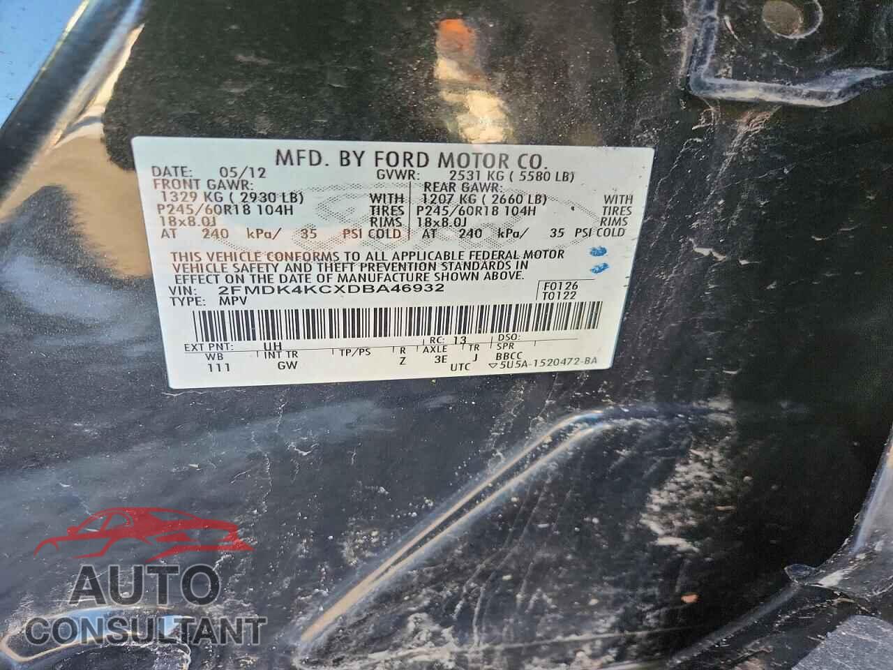 FORD EDGE 2013 - 2FMDK4KCXDBA46932