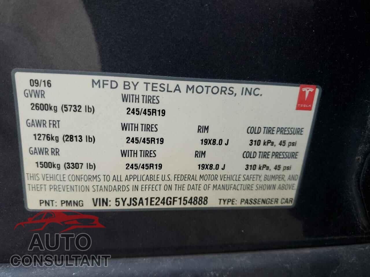 TESLA MODEL S 2016 - 5YJSA1E24GF154888