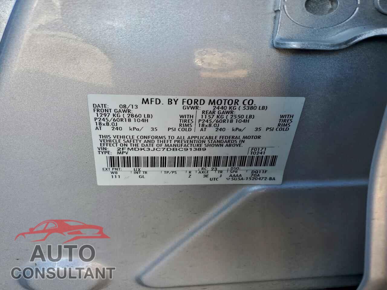 FORD EDGE 2013 - 2FMDK3JC7DBC91389