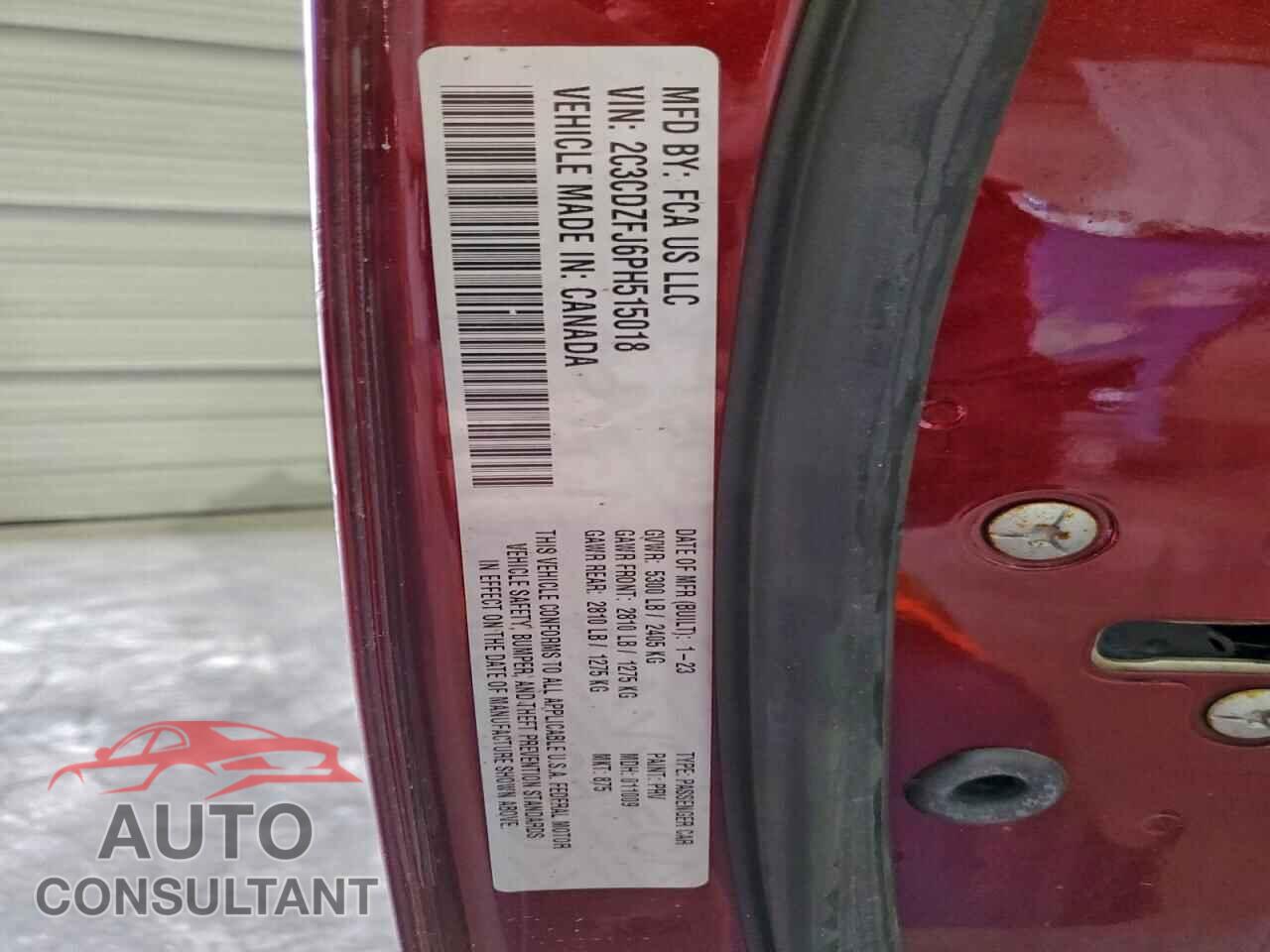 DODGE CHALLENGER 2023 - 2C3CDZFJ6PH515018
