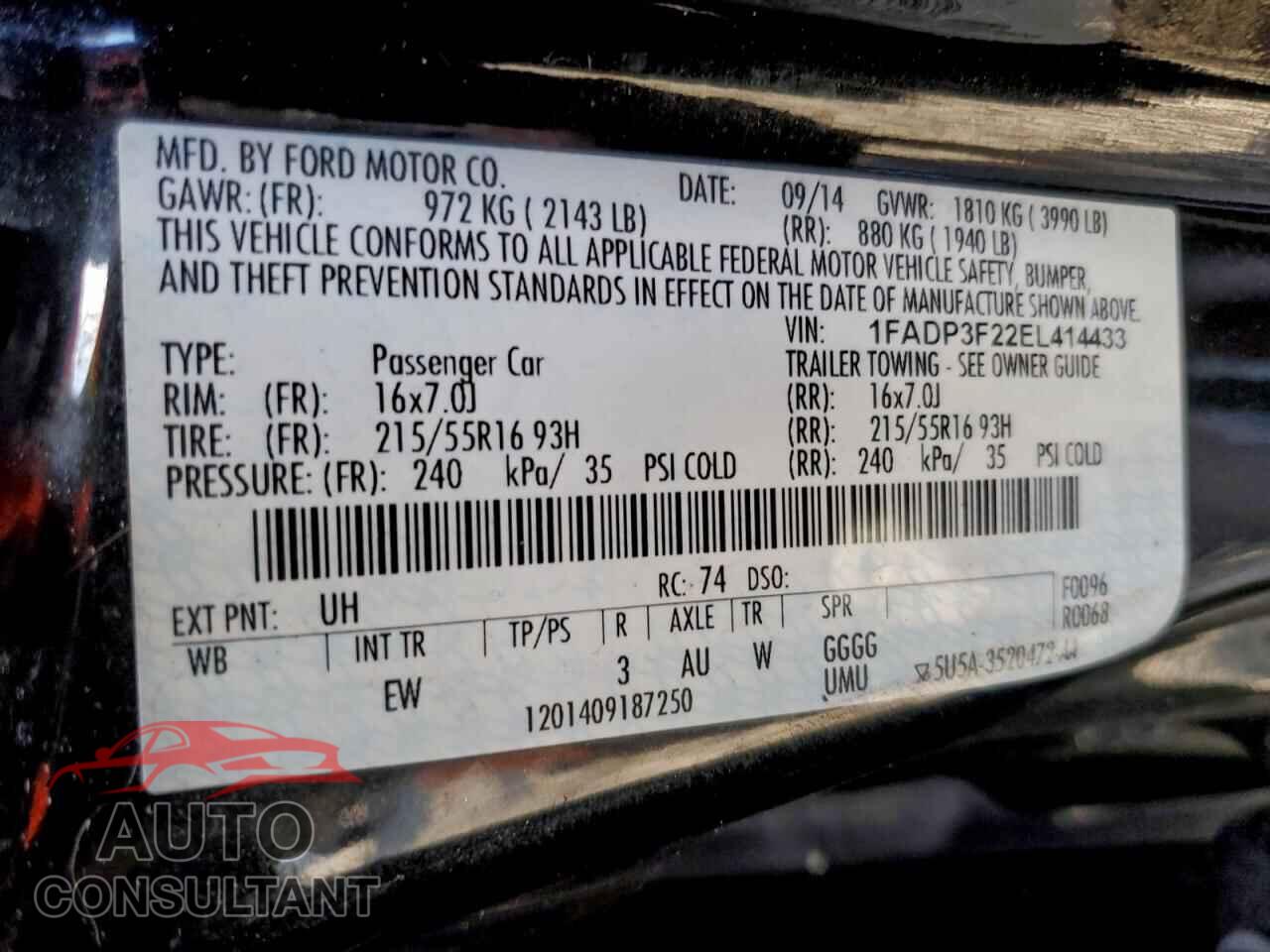 FORD FOCUS 2014 - 1FADP3F22EL414433