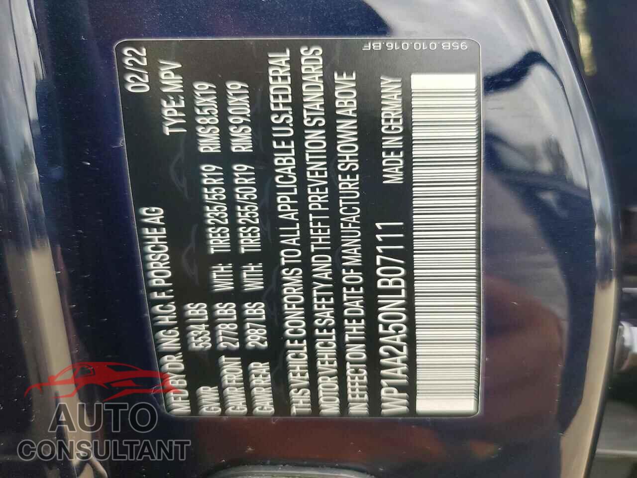 PORSCHE MACAN 2022 - WP1AA2A50NLB07111