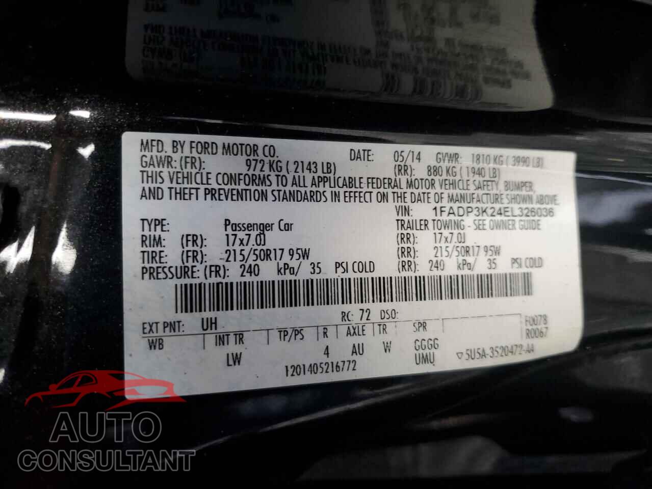 FORD FOCUS 2014 - 1FADP3K24EL326036