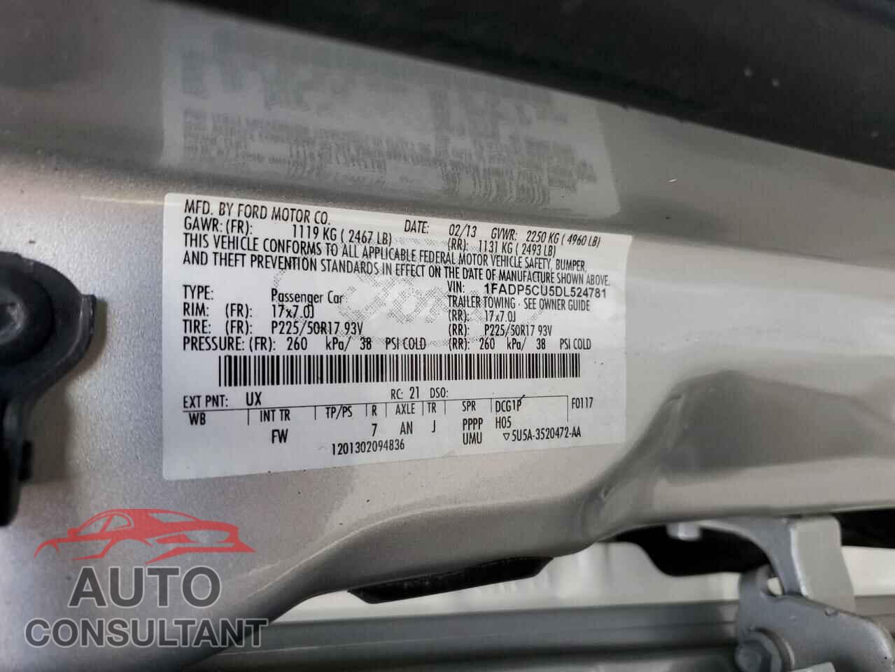 FORD CMAX 2013 - 1FADP5CU5DL524781