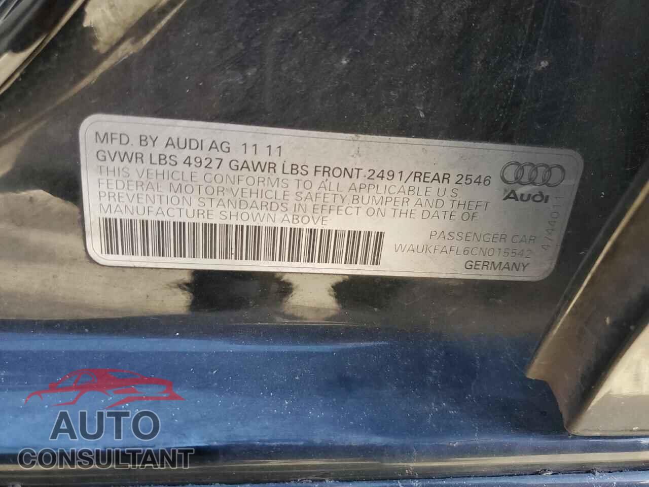 AUDI A4 2012 - WAUKFAFL6CN015542