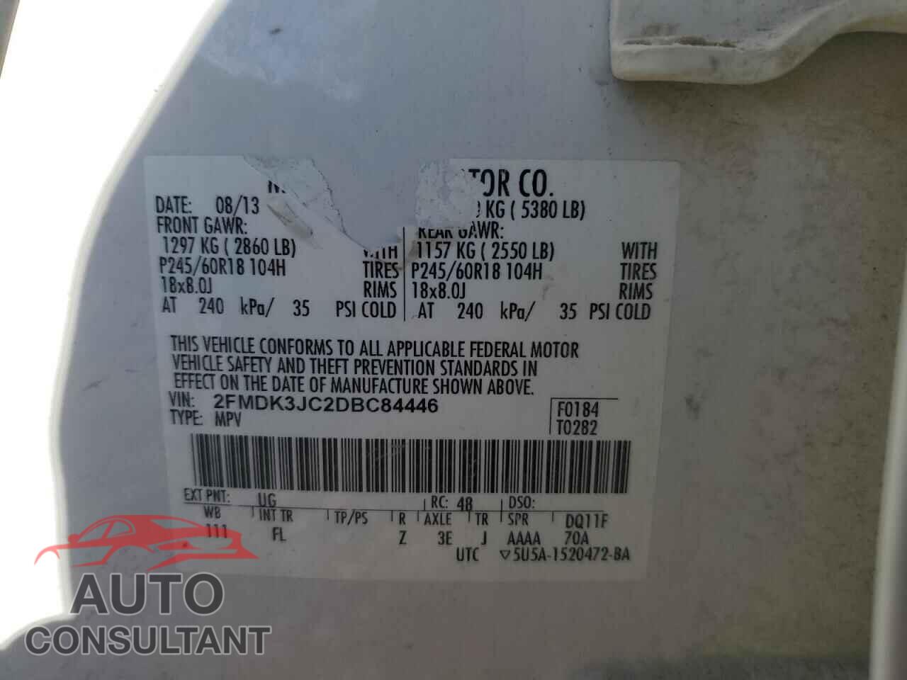 FORD EDGE 2013 - 2FMDK3JC2DBC84446