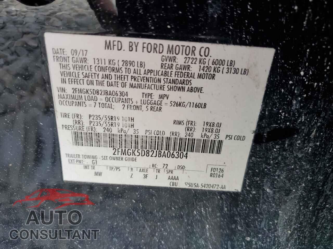 FORD FLEX 2018 - 2FMGK5D82JBA06304