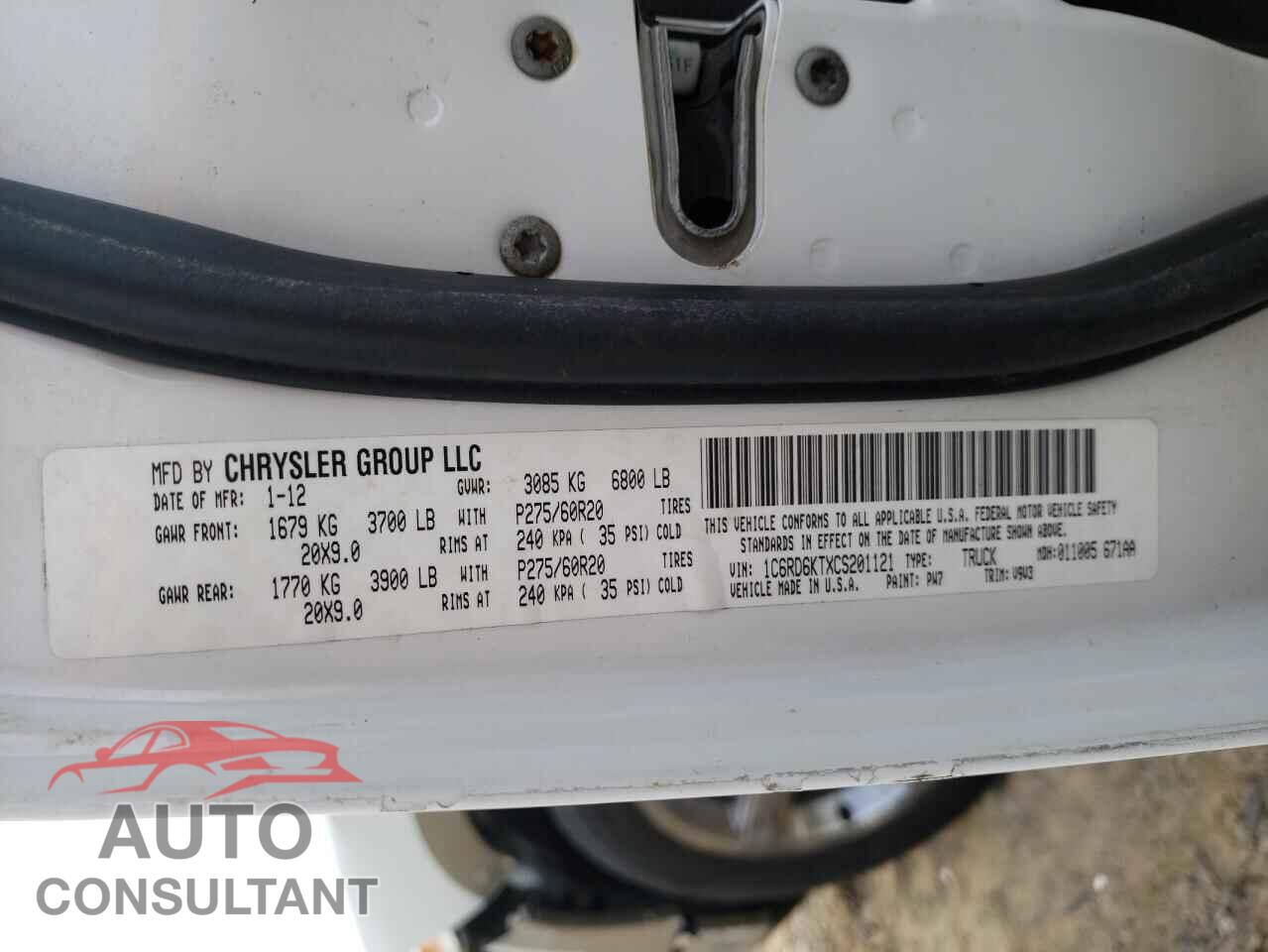 DODGE RAM 1500 2012 - 1C6RD6KTXCS201121