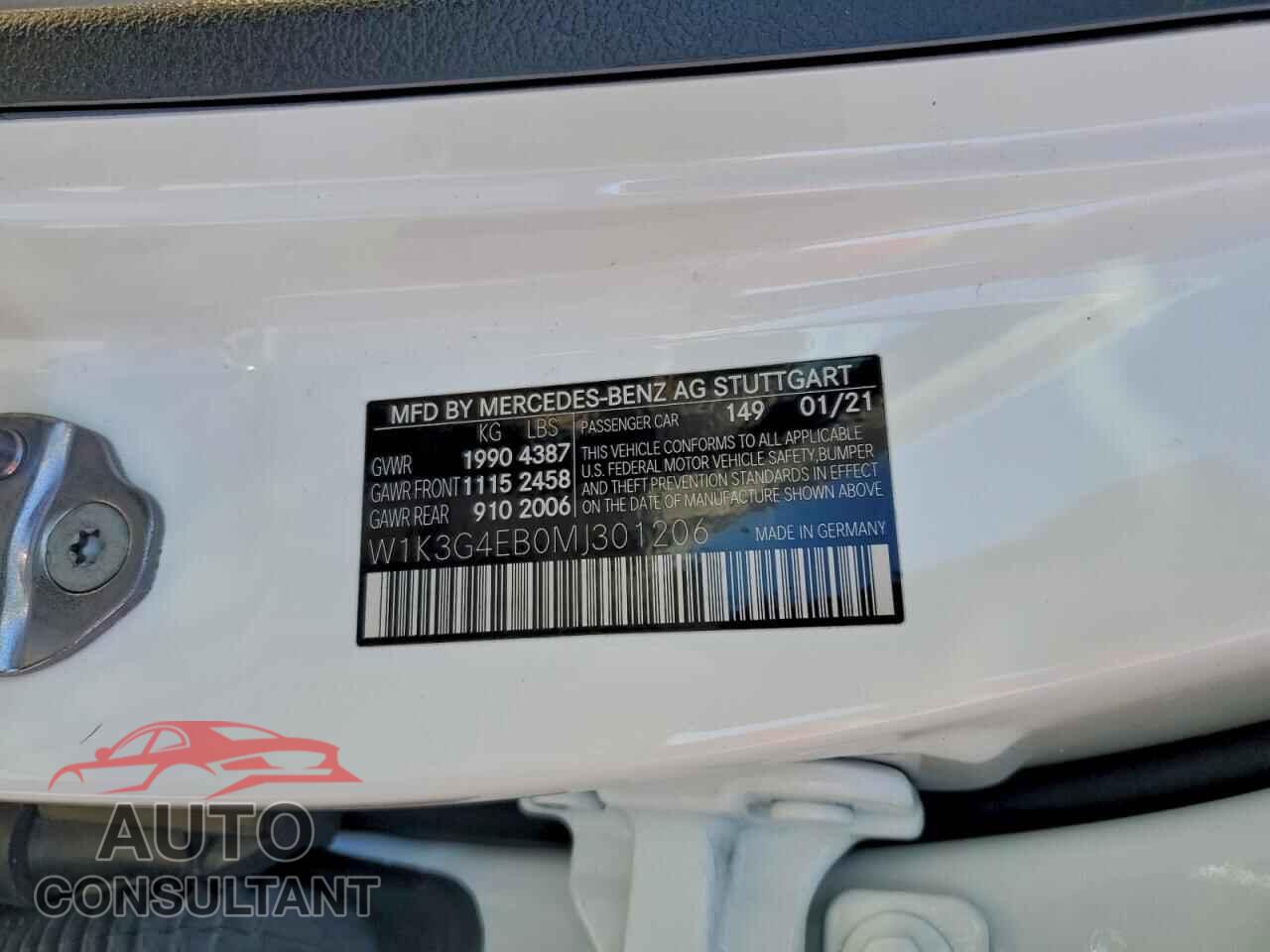 MERCEDES-BENZ A-CLASS 2021 - W1K3G4EB0MJ301206