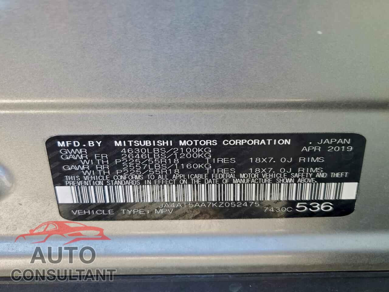 MITSUBISHI ECLIPSE 2019 - JA4AT5AA7KZ052475