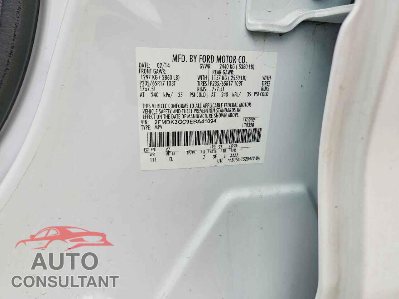 FORD EDGE 2014 - 2FMDK3GC9EBA41094