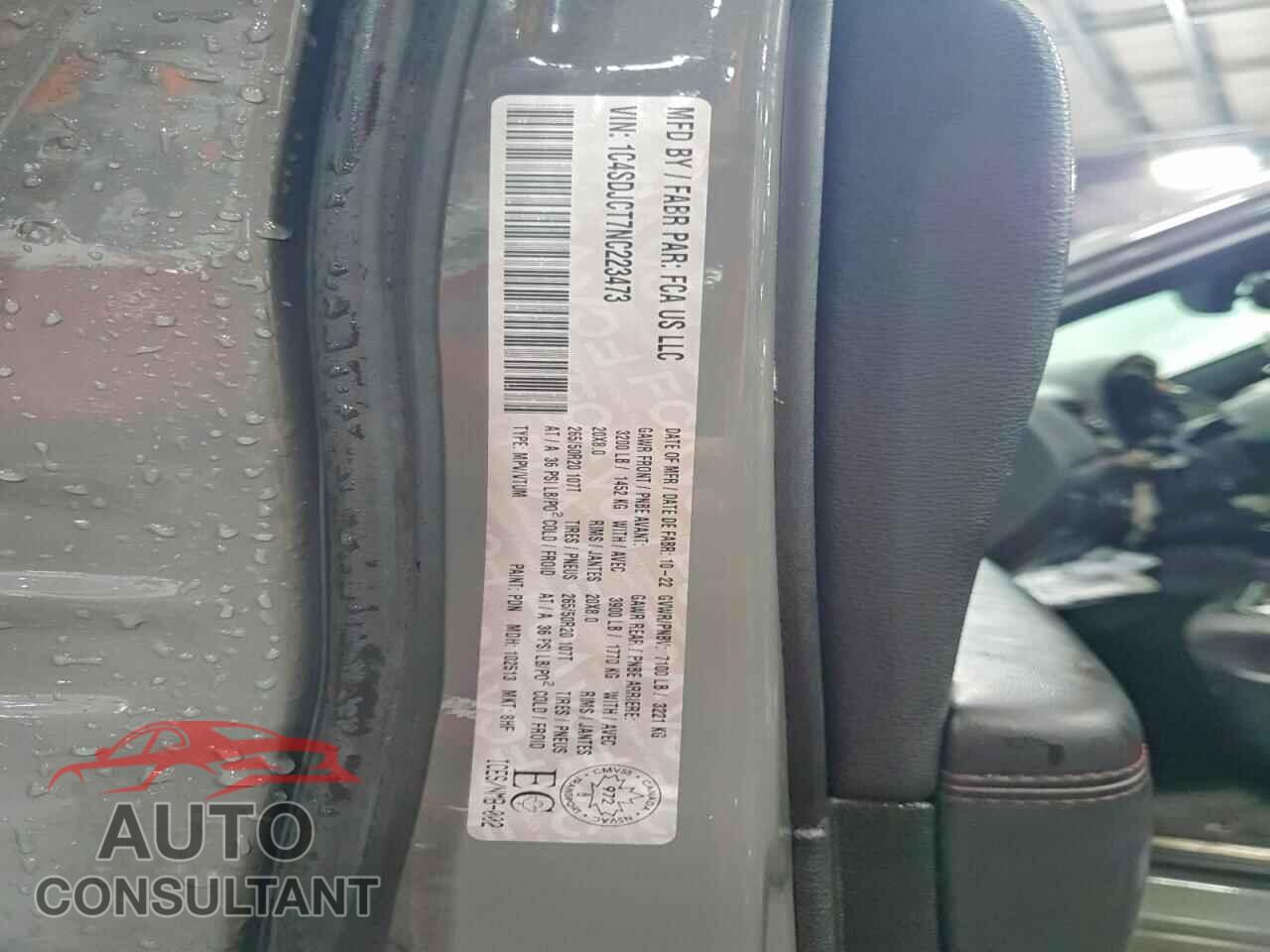 DODGE DURANGO 2022 - 1C4SDJCT7NC223473