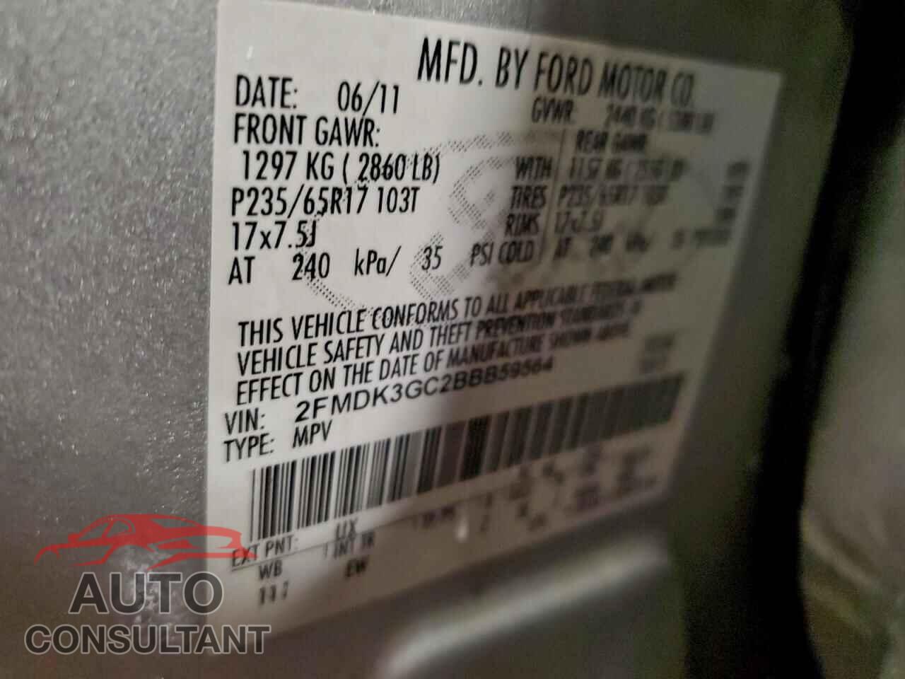 FORD EDGE 2011 - 2FMDK3GC2BBB59564