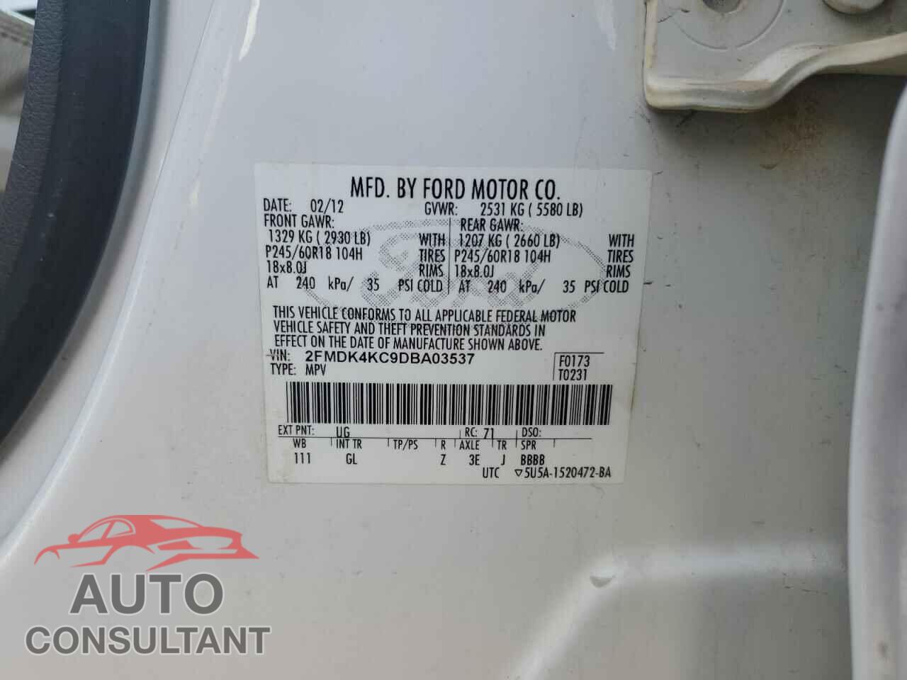 FORD EDGE 2013 - 2FMDK4KC9DBA03537