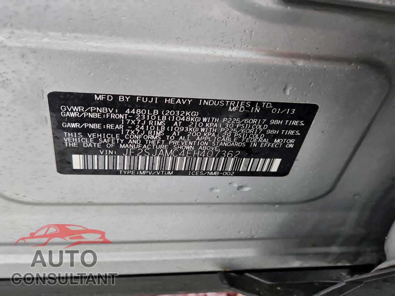 SUBARU FORESTER 2014 - JF2SJAMC4EH407362
