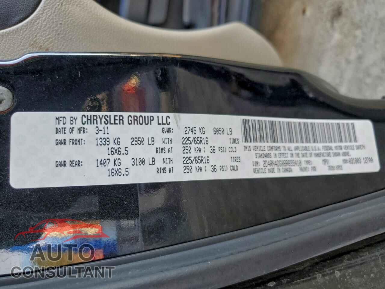 DODGE CARAVAN 2011 - 2D4RN4DG0BR699410