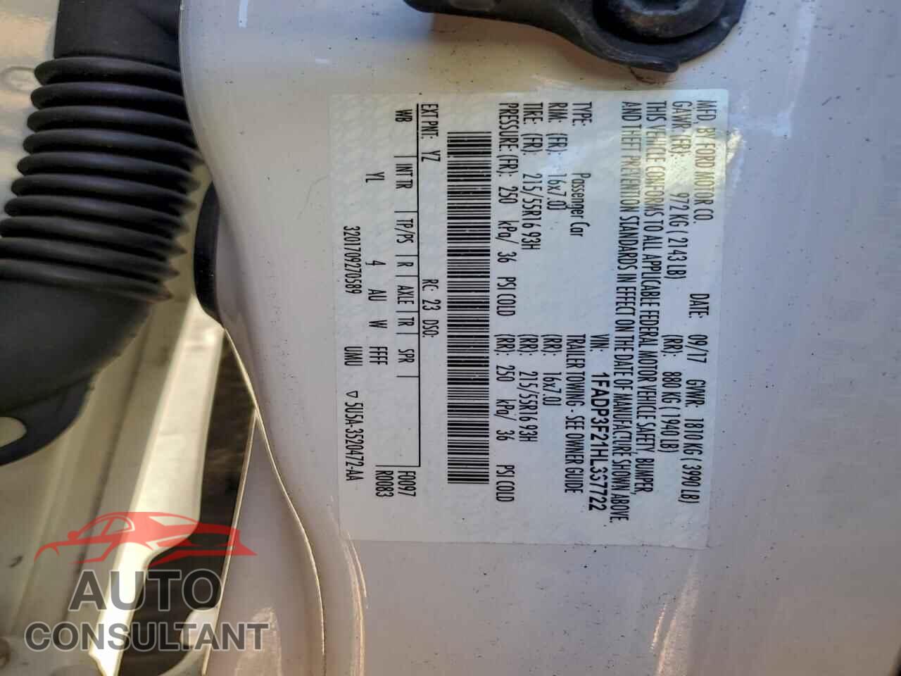 FORD FOCUS 2017 - 1FADP3F21HL337722