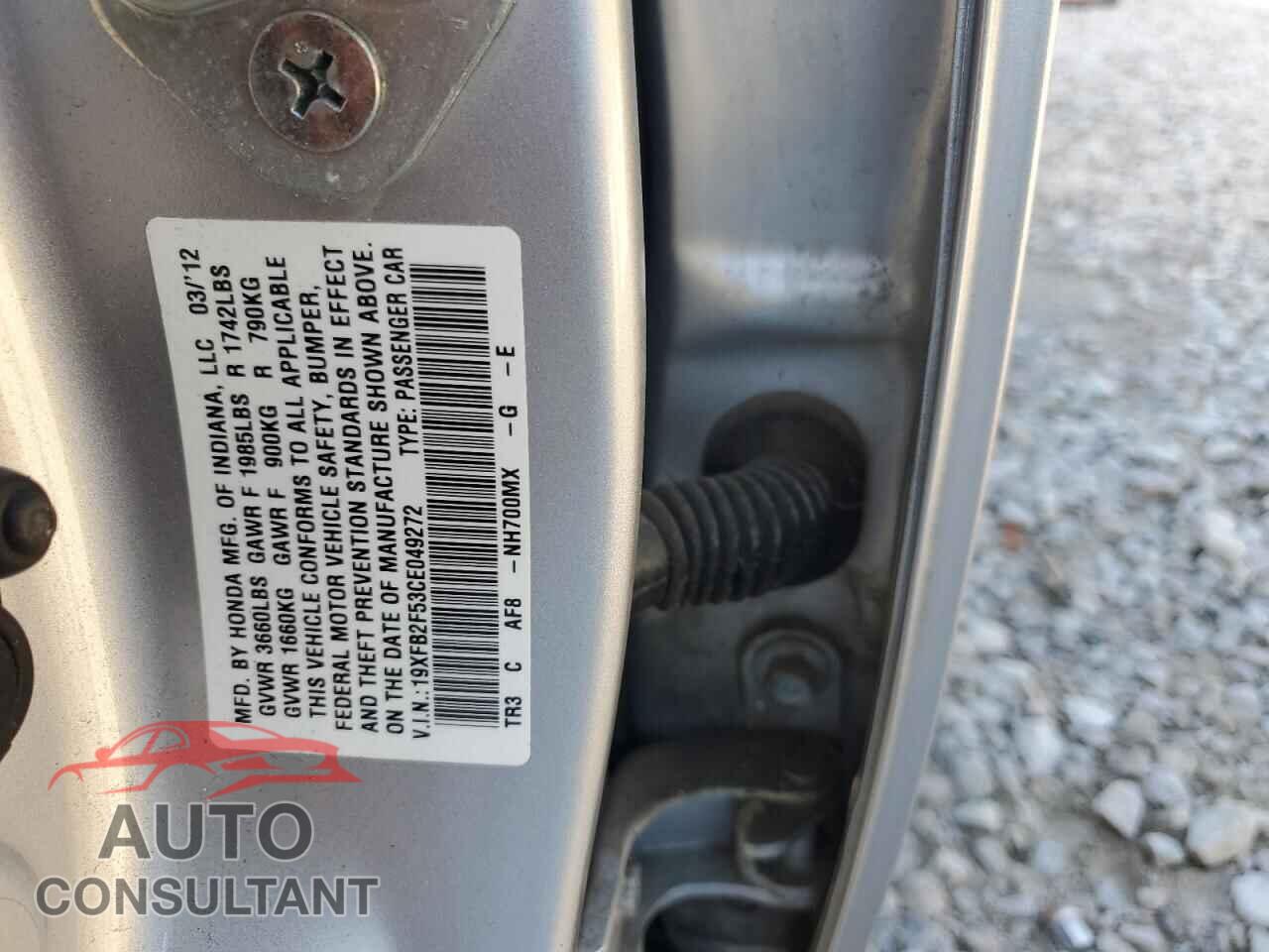 HONDA CIVIC 2012 - 19XFB2F53CE049272