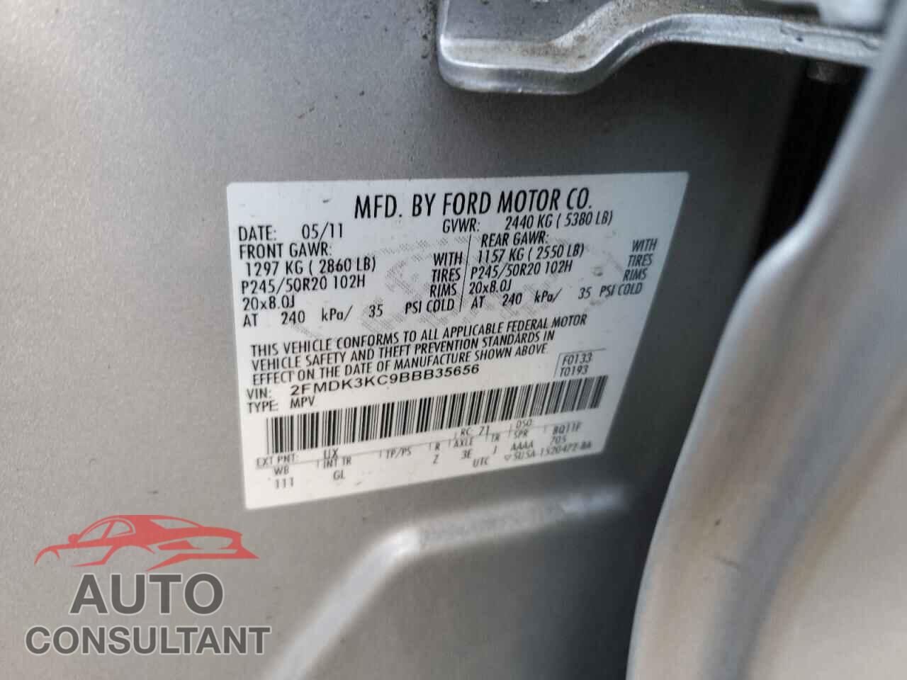 FORD EDGE 2011 - 2FMDK3KC9BBB35656