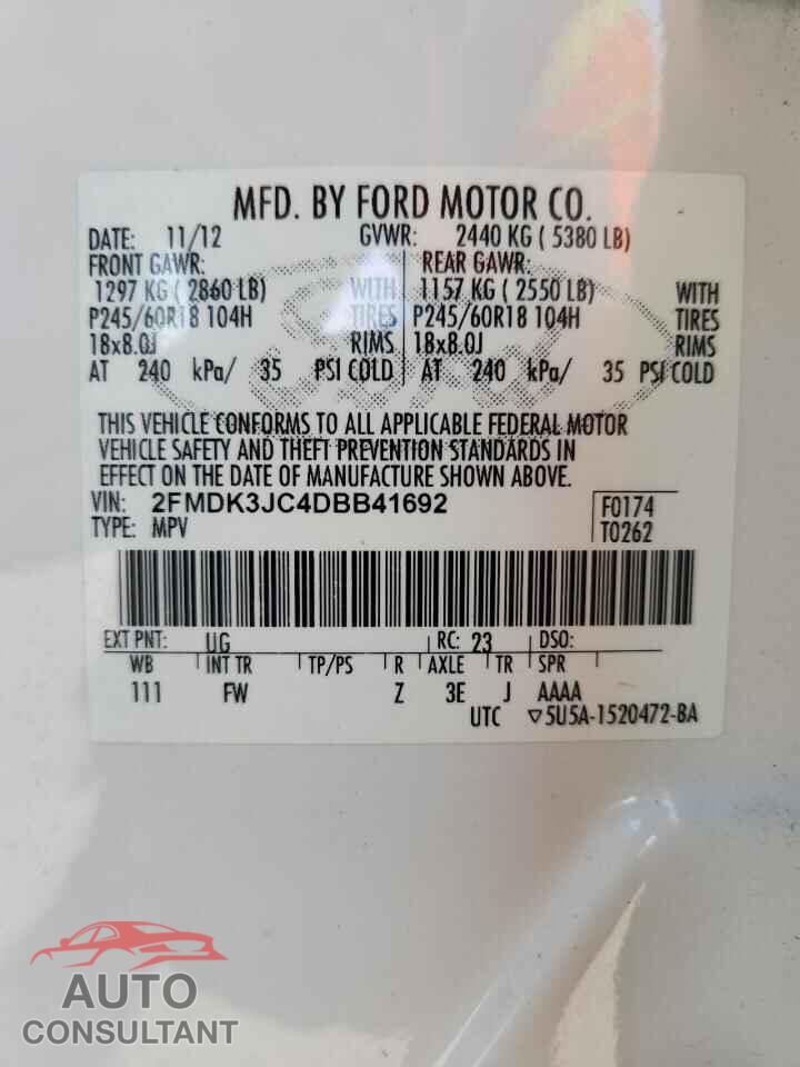 FORD EDGE 2013 - 2FMDK3JC4DBB41692
