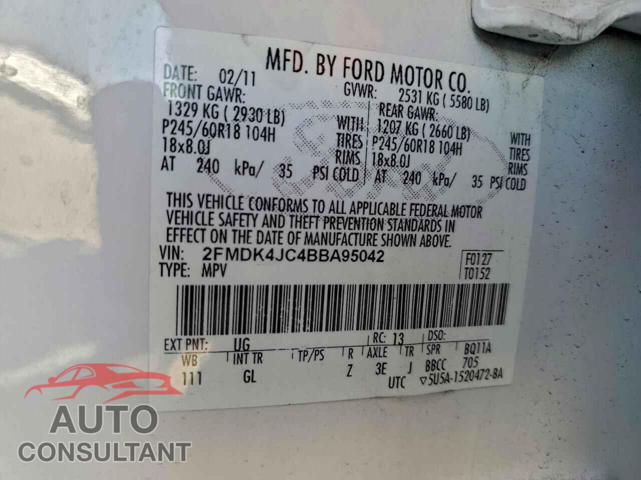 FORD EDGE 2011 - 2FMDK4JC4BBA95042