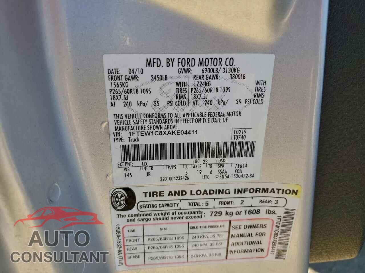 FORD F-150 2010 - 1FTEW1C8XAKE04411