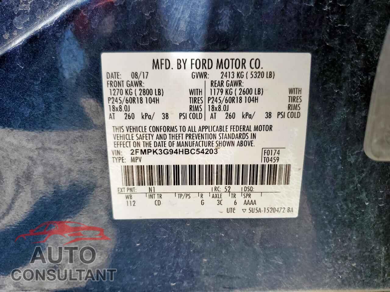 FORD EDGE 2017 - 2FMPK3G94HBC54203