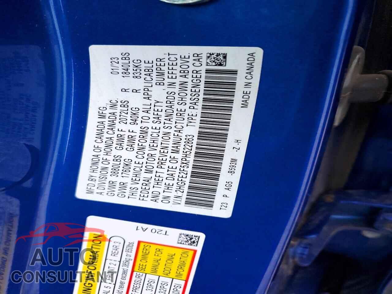 HONDA CIVIC 2023 - 2HGFE2F5XPH522863