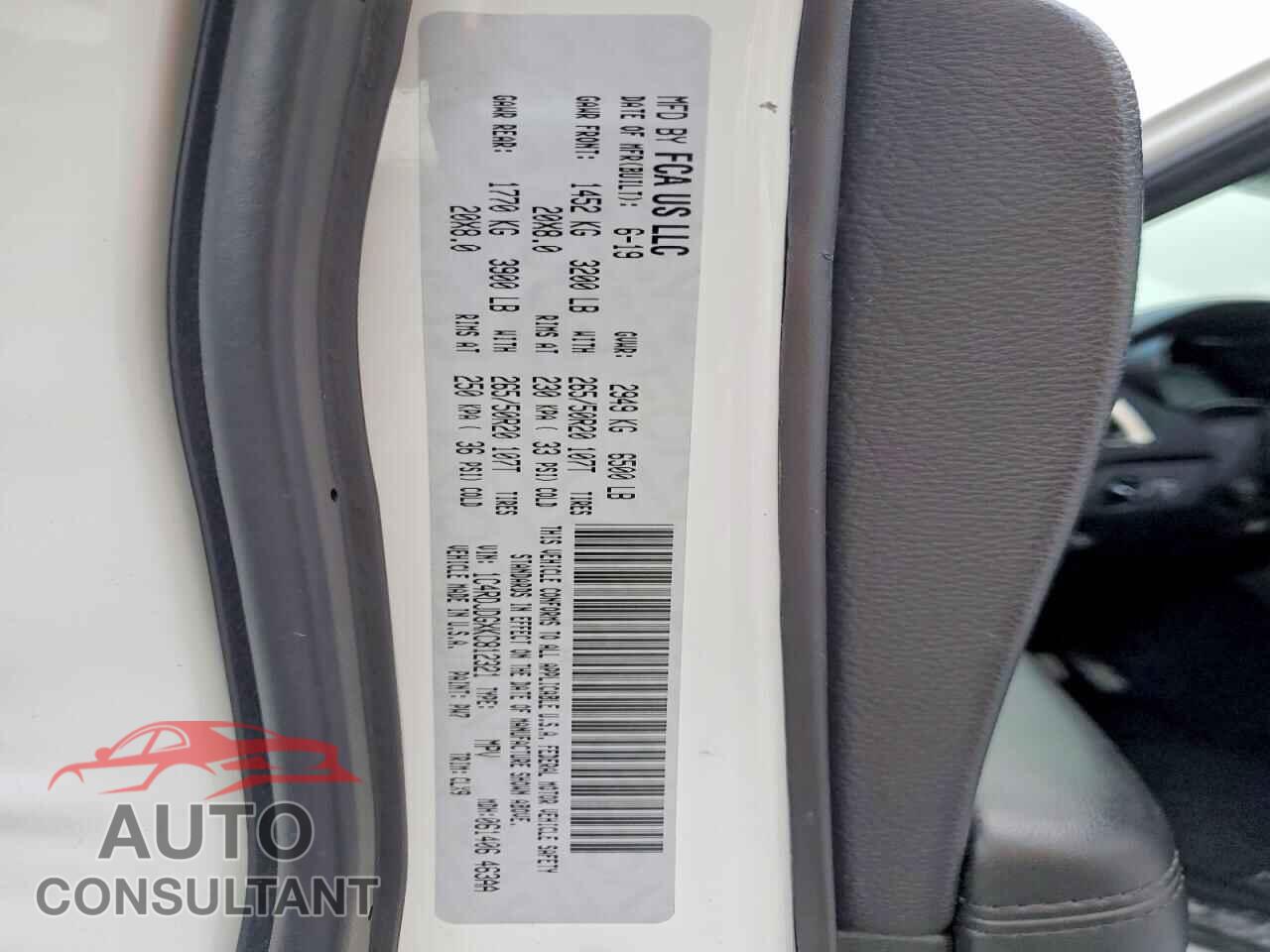 DODGE DURANGO 2019 - 1C4RDJDGXKC812321
