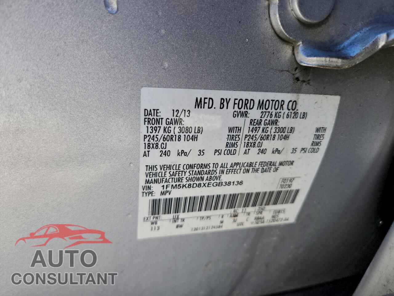 FORD EXPLORER 2014 - 1FM5K8D8XEGB38136