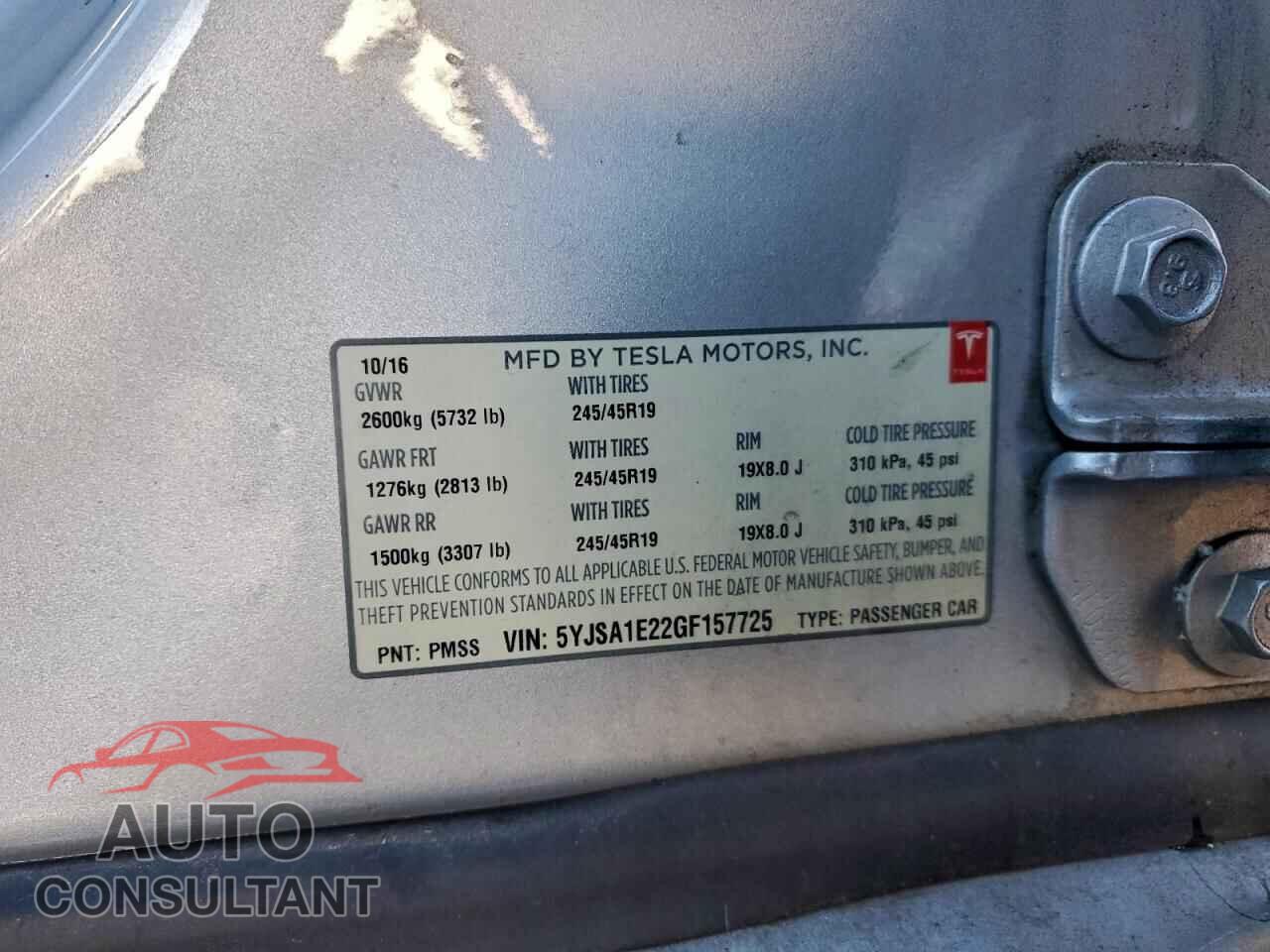 TESLA MODEL S 2016 - 5YJSA1E22GF157725
