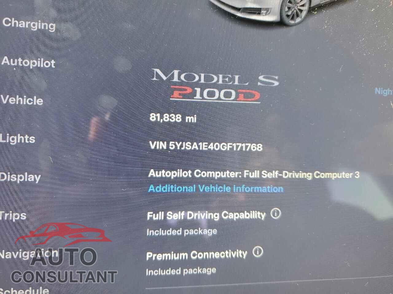 TESLA MODEL S 2016 - 5YJSA1E40GF171768