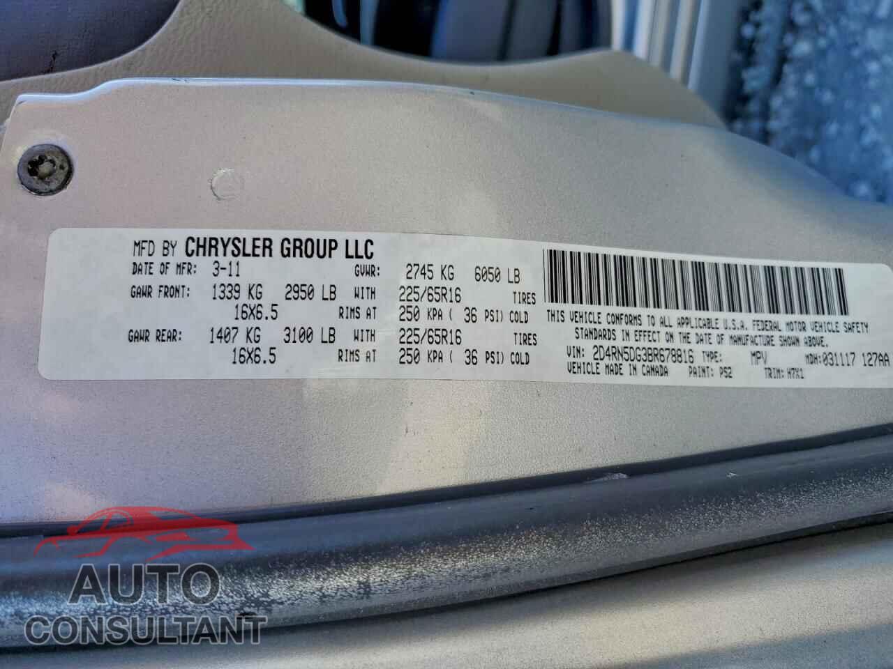 DODGE CARAVAN 2011 - 2D4RN5DG3BR678816