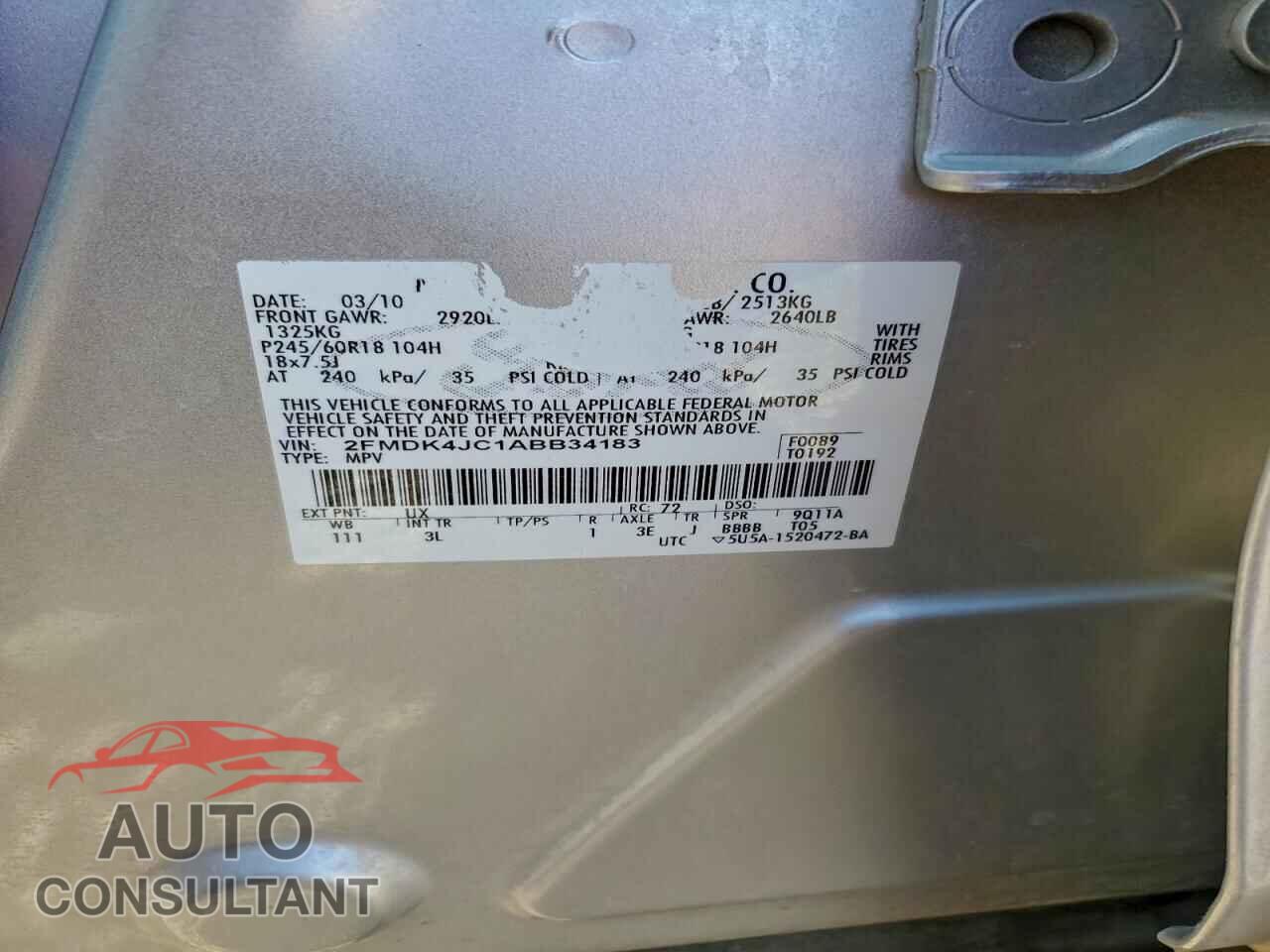 FORD EDGE 2010 - 2FMDK4JC1ABB34183