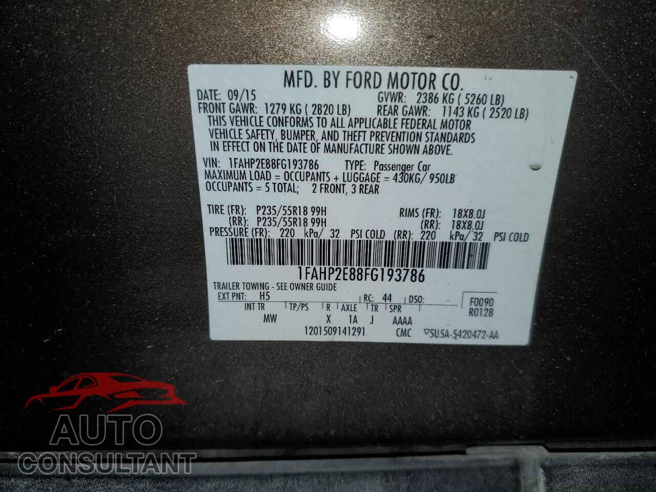 FORD TAURUS 2015 - 1FAHP2E88FG193786